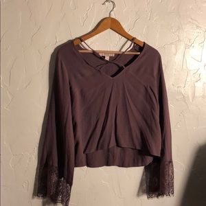 Mauve Lace Sleeve Shirt